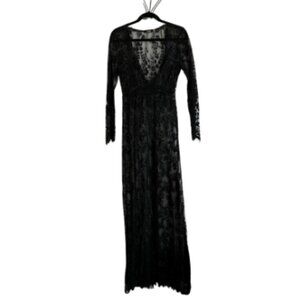 Yomoko Sexy V-Neck Long Sleeve Lace Maxi Dress